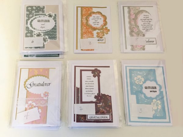 Håndlagde gratulasjonskort